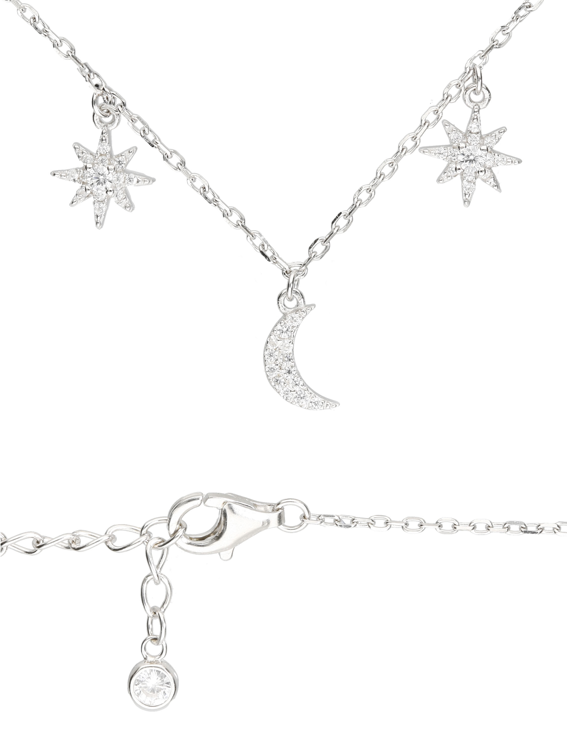 Adriana - Zirkonia Sonne & Mond Kette mit Anhänger 925 Silber