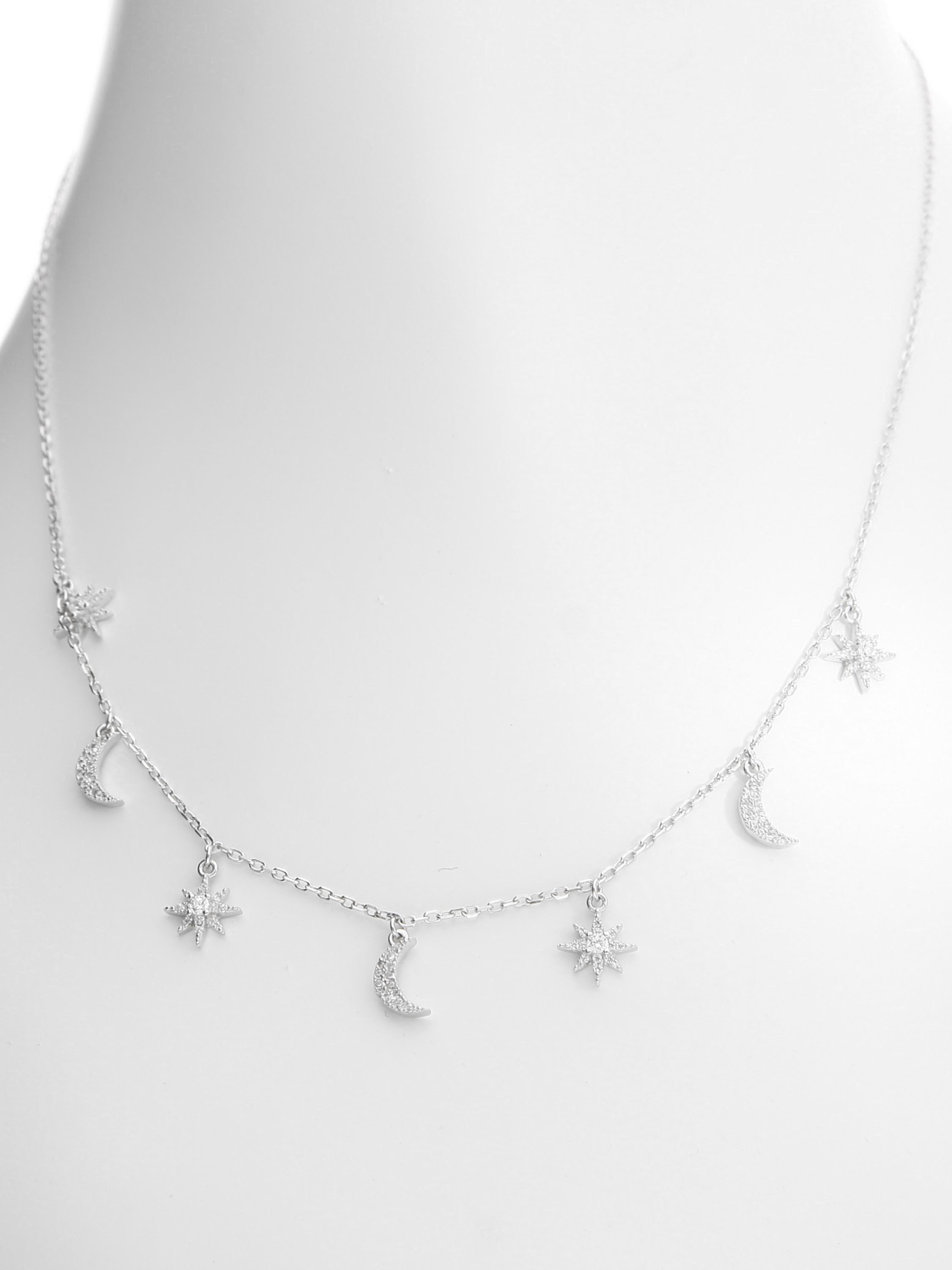 Adriana - Zirkonia Sonne & Mond Kette mit Anhänger 925 Silber